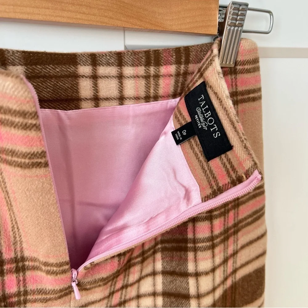 Talbots Women Wool Blend Classic Check/Plaid Mini Skirt sz.0P
